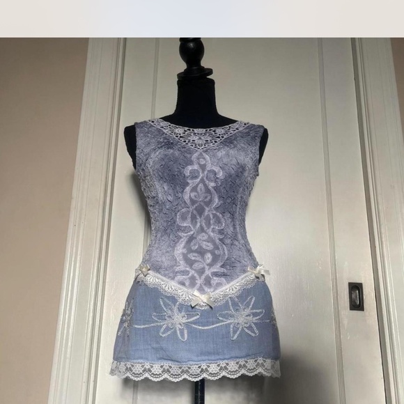 vintage rococo marie antoinette coquette sleeveless dress - Picture 3 of 8